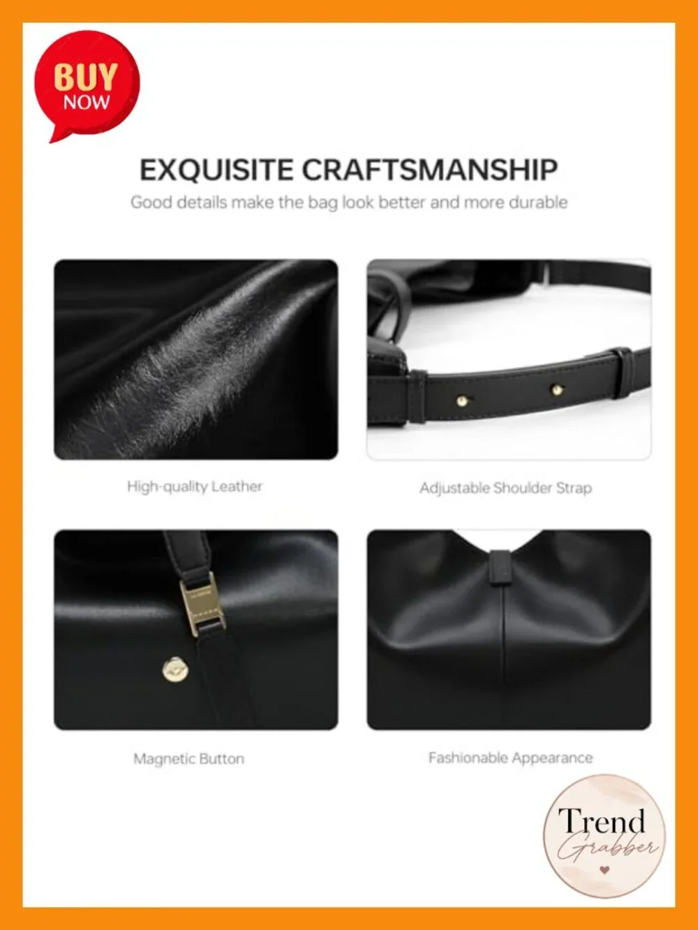 Genuine Leather Hobo Bag Women Shoulder Crossbody Tote Work